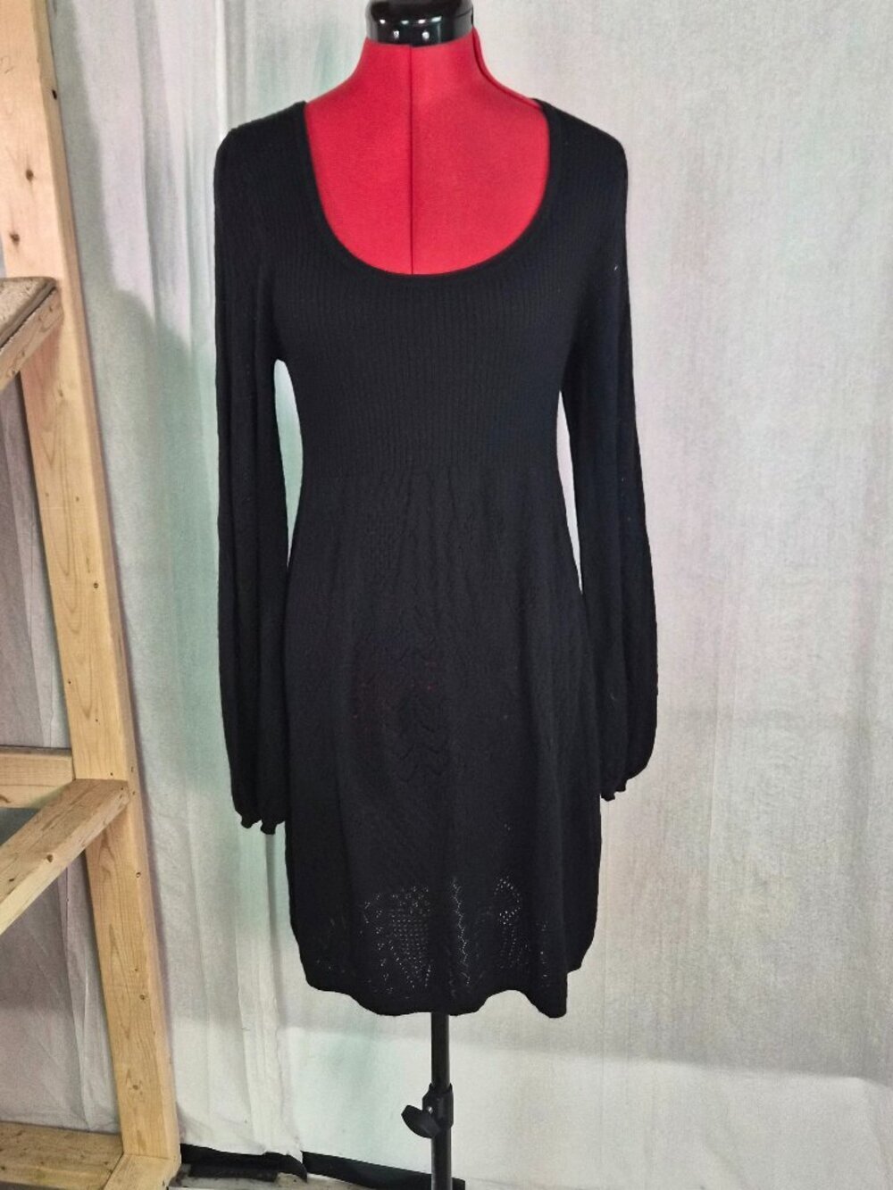C&C California Women's Size Small Dress Black Cashmere Silk Blend Floral G283